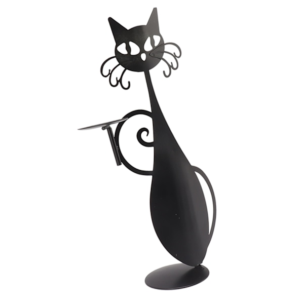 Heminredningsljusstake Slitstark kattljusstake Dekorativ ljusstakehållare för heminredning Bröllopsmiddag Katt som serverar en maträtt