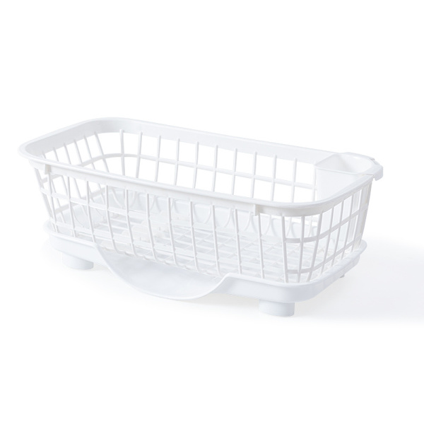 Oppvaskstativ Rask drenering Avtakbar bunn Dreneringsbrett Design Sterk plast Oppvaskstativ for bestikk Spisepinner Hvit