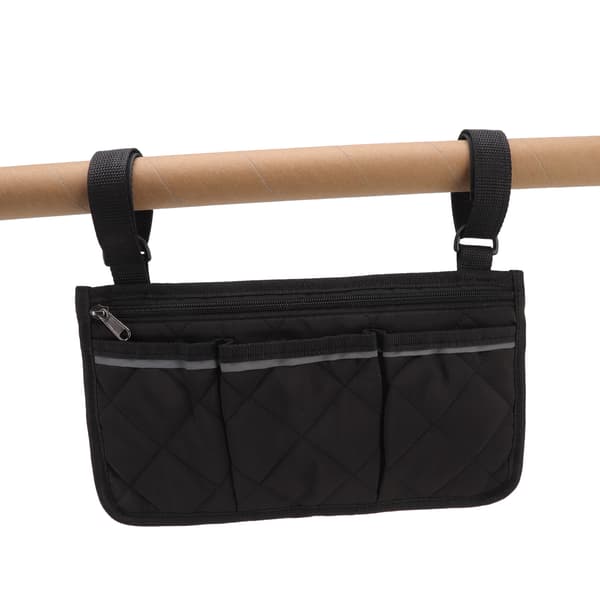 Rullestolspose Vandtæt Polyester Multi Pocket Design Rullestolssidelomme til Udendørs Mobilstol Sort