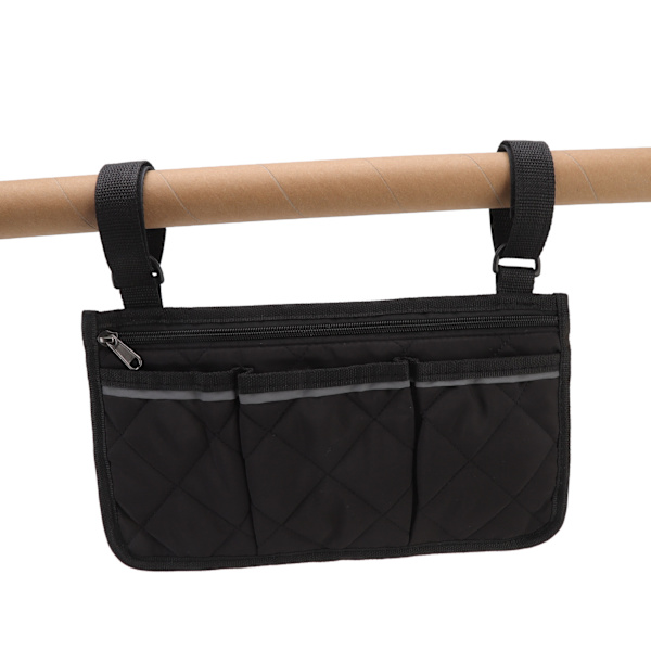 Rullestolveske Vanntett Polyester Multi Lomme Design Rullestolsidelomme for Utendørs Mobilstol Svart