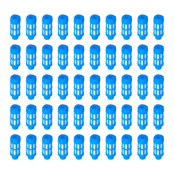 Pneumatisk støjdæmper i plast Luftledning Flow Control Udstødningsstøjdæmper Kompressor Fitting Blue50Pcs PSU-01