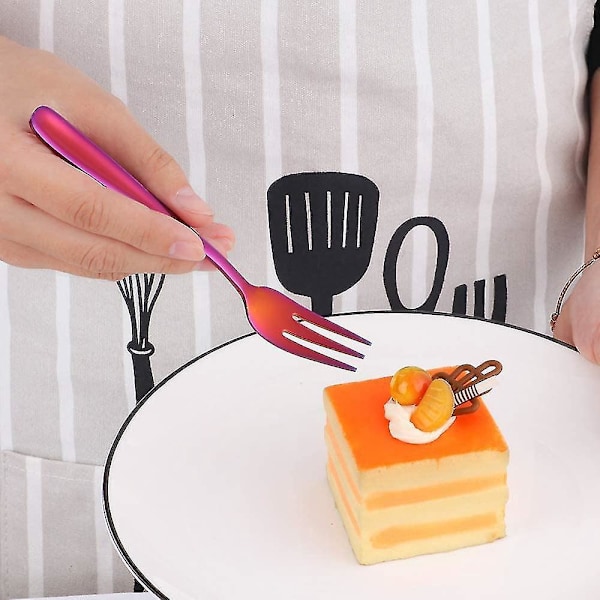 Sæt med 8 Mini Dessertgafler i Rustfrit Stål - 5 Farver