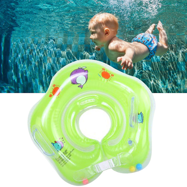 Baby Hals Flydekrave Dobbelt Luftdysesystem PVC Dobbelt Luftpude Lækagesikker Baby Svømmehalsring til Spædbørn Grøn