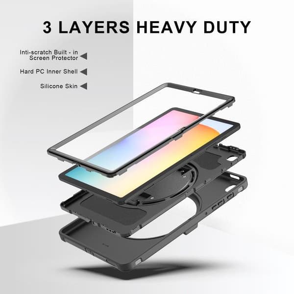 Etui med roterbart stativ til Kompatibel med Samsung Galaxy Tab S6 Lite Sort