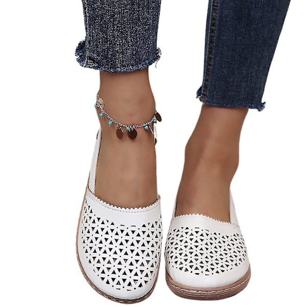 Hvite Hule Kile Sandaler, Slip-On Komfortable Avslappende Damesko
