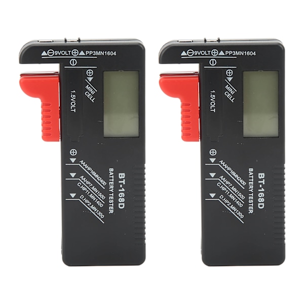2st Batterikontroll Kapacitetsmätare Digital Display Tool för AA AAA 9V 1,5V