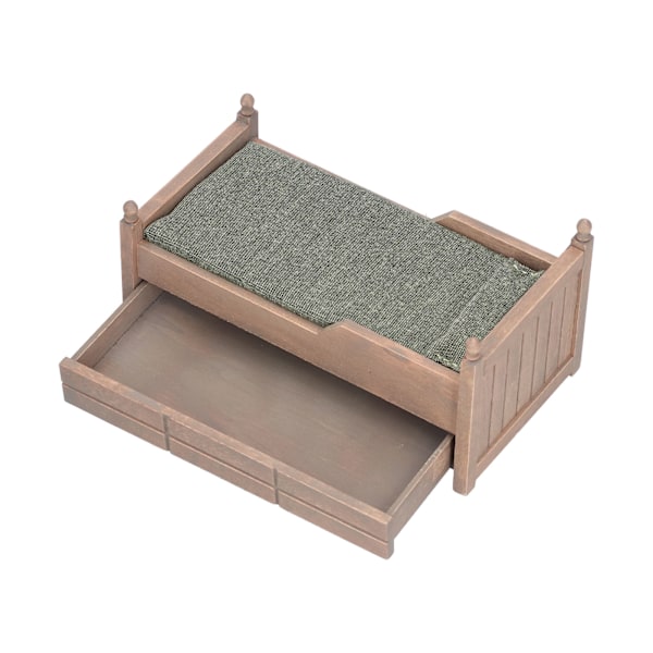1:12 Miniatyr Dockhus Björk Säng Mini Möbel Dockhus Dekoration Tillbehör Brun