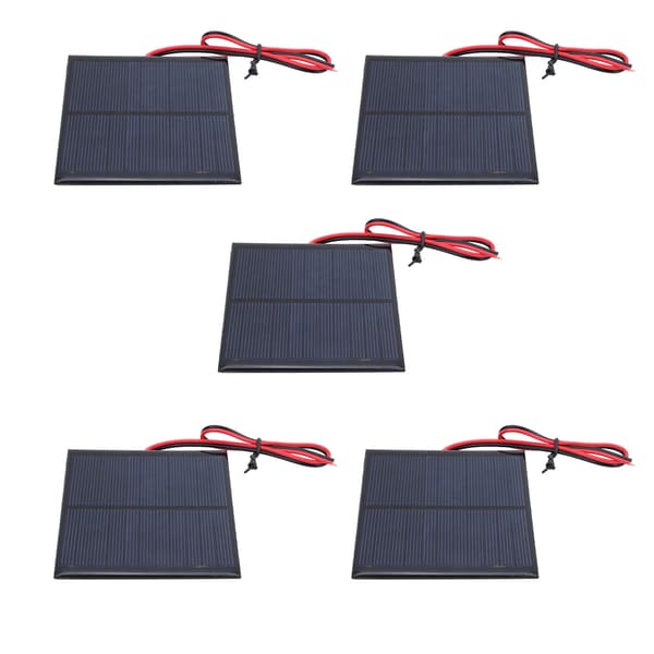 5 stk. Mini solcellepanel epoksy strømbrettmodul 30 cm rød og svart ledning DC5.5V 160mA