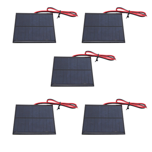 5 stk. Mini solpanel epoxy strømmodul 30CM rød og sort ledning DC5.5V 160mA