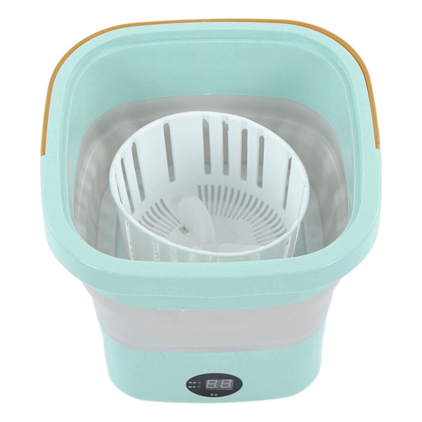 Mini Bærbar Spandvask 6L sammenklappelig automatisk vaskemaskine med LCD-paneldisplay til Drom RV Rejselejlighed 100 til 240V Grøn EU-stik
