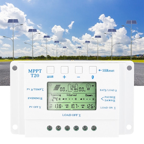 Solcelleladningsregulator PWM 12V/24V Auto PWM Regulator LCD-skjerm