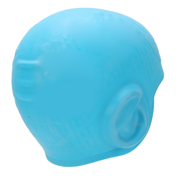 Erittäin joustava lasten silikoninen uimalakki 3D-korvasuojalla uimalakki lyhyille ja pitkille hiuksille sininen