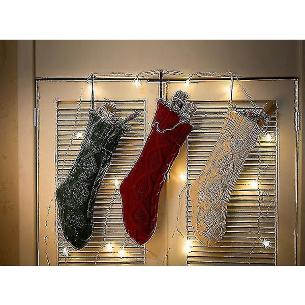 Heklet kabelstrikk julestrømper 18' hengende sokker