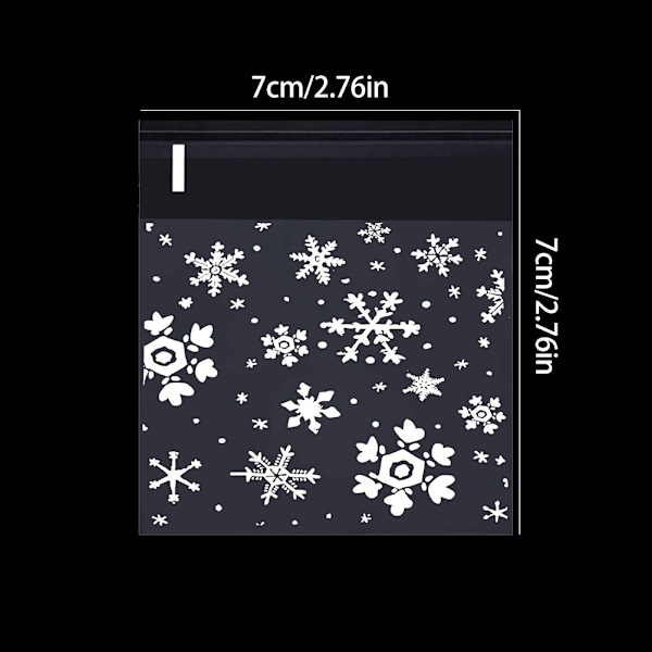 100 stk Julegavepose Plastpose Snowfake Trykt Slikpose