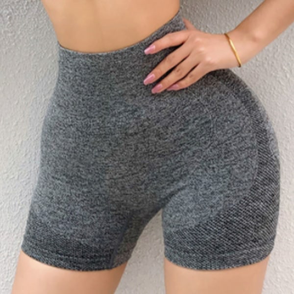 Rumpe løftende yogashorts med høy midje, magekontroll, sømløse, svært elastiske treningsshorts for kvinner til yoga, fitness, løping, grå L 60-80 kg/132,3-176,4 lb