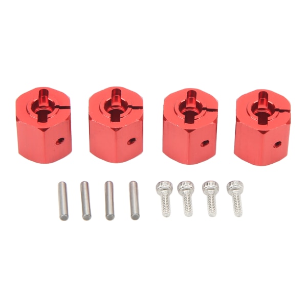 4 kpl 12 mm kuusiokoloadapteria Alumiiniseos 12 mm pyörän navin käyttöadapteri Axial SCX10 90046 D90 1/10 RC-autolle Punainen