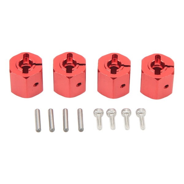 4st 12 mm hexadaptrar Aluminiumlegering 12 mm hjulsexnavsdrivadapter för Axial SCX10 90046 för D90 1/10 RC Bil Röd