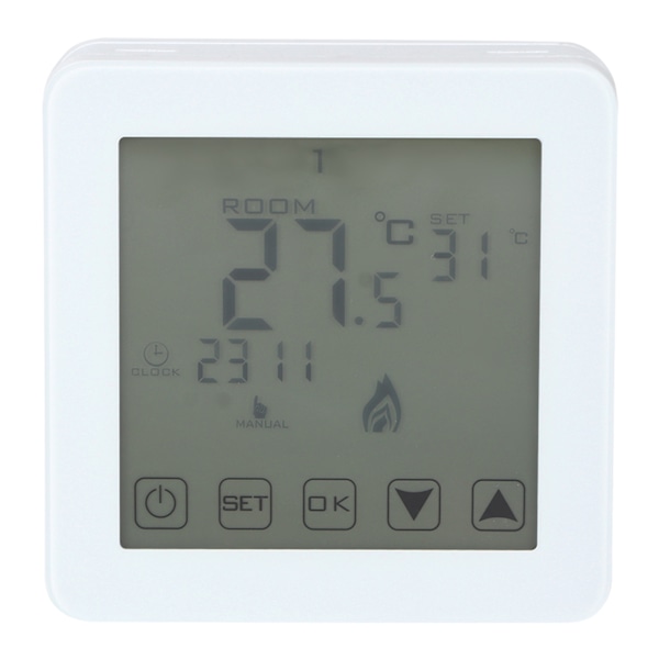 Vægmonteret programmerbar LCD-skærm Digital elektrisk varmetermostat Rumtemperaturregulator