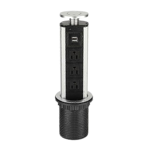 3 stikkontakter 2 USB-porte Opladning Skrivebord Køkkenbord Indtrækbar stikkontakt YVL 5 5