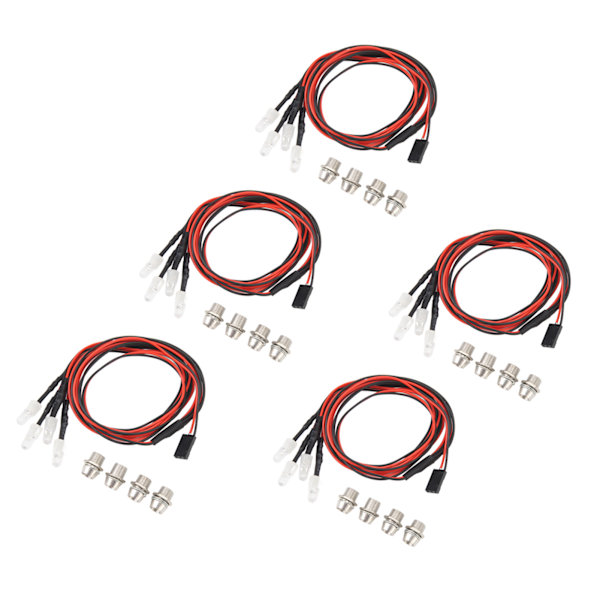 5 kpl RC-auton LED-valokitti 5 mm punaiset LED-helmet Traxxasille, Hsp:lle, Redcatille, Axial Scx10:lle, D90:lle, Hpi RC-autoille