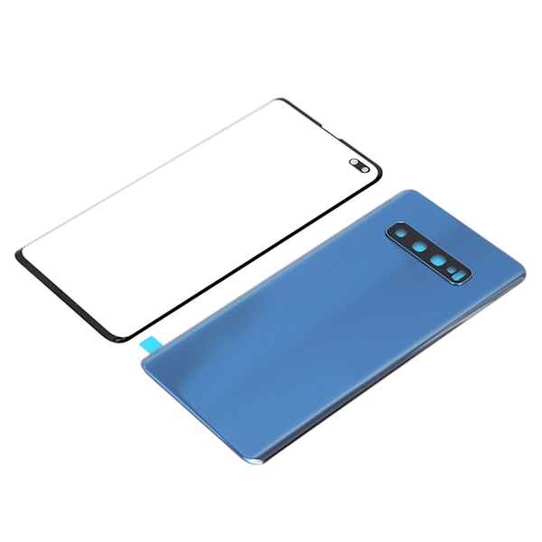 Mobiltelefon Baksida Glas Skal och Yttre Glaspanel Ersättning för Samsung S10+Plus (Blå)