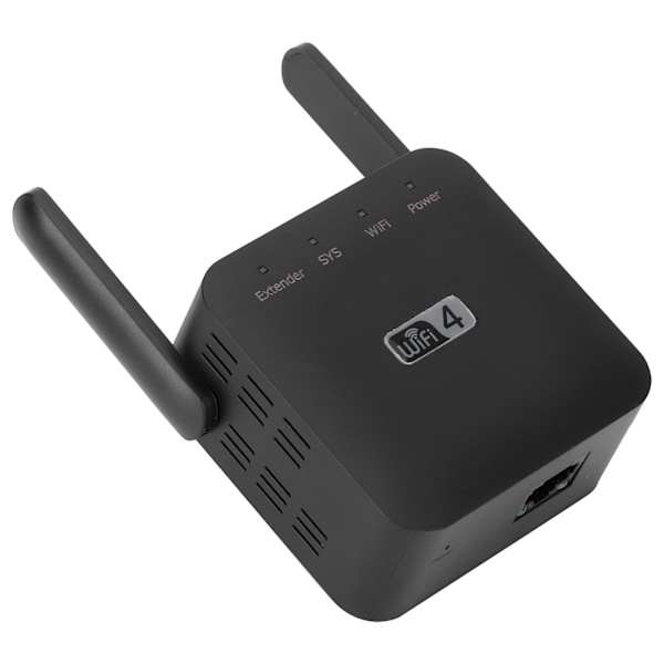 WIFI Repeaters Mini Dobbelt Antenner Signalforstærker Range Extender 300Mbps Sort 100‑240VEU-stik