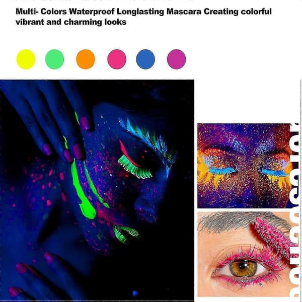 Neonripsiväri, UV Glow Blacklight -värinen ripsiväri ripsille 6colors