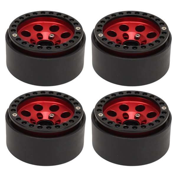 4 stk RC hjulfelg 1,9 tommer aluminiumslegering stabil RC bil hjulnav for Axial SCX10 II III Rød