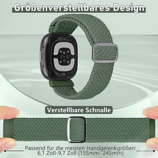 【LD】Nylon Ersättningsrem Kompatibel med Fitbit Versa 4/3/sense - Justerbar