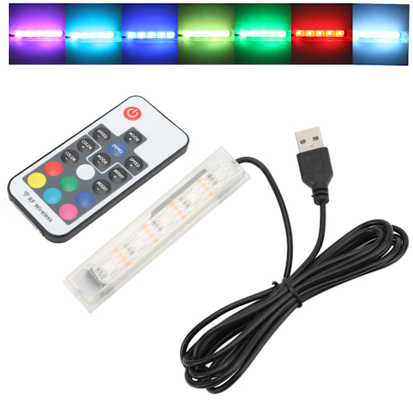 Mikro Akvarie Lys USB-drevet Fjernbetjening Farverigt Fiskekum LED-lampe til LandskabSort Ledning