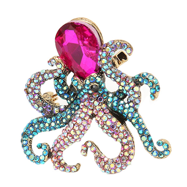 Blæksprutte Pin Brosche Lilla Hoved Havliv Metal Legering Tentakel Winding Crystal Smykker Brosche