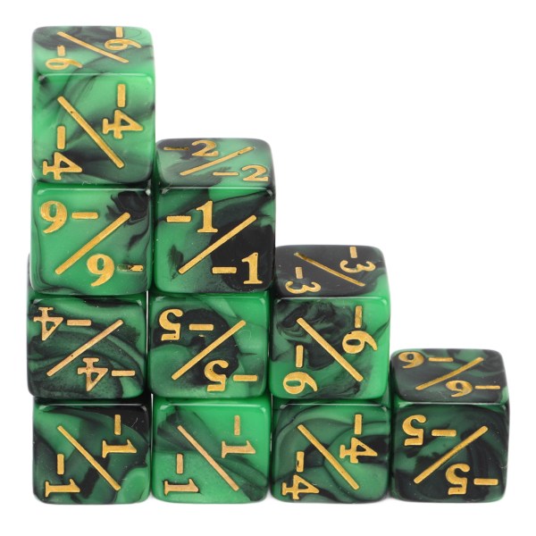10PCS 6 Sides Dice Mathematical Operation Educational Dual Color Acrylic Math Teaching Dice for Gaming Green Black