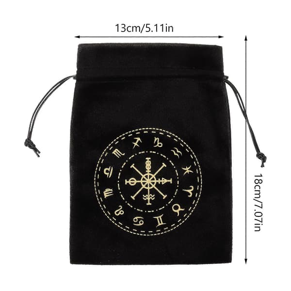 Tarotkortspose med snøring Kompatibel med oppbevaring, 2 stk, bærbar svart lofpose