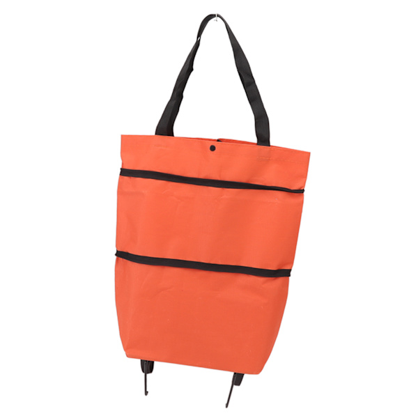 Indkøbsvogn Foldbar Taske Stor Kapacitet Lynlås Design Oxfordstof med Hjul til Camping Orange