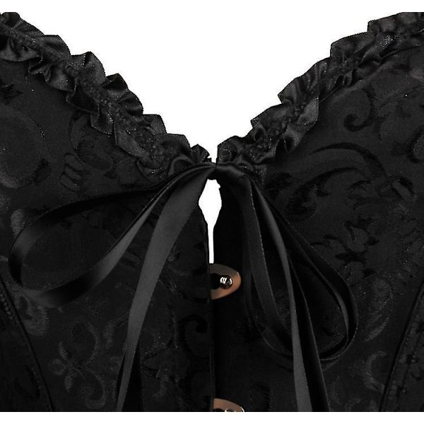 Gotisk palats Jacquard tubtopp korsett midjekjol Shapewear - Svart XXL