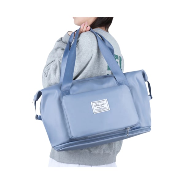 Sammenklappelig rejsetaske med stor kapacitet Udvidelig vandtæt duffeltaske-blå