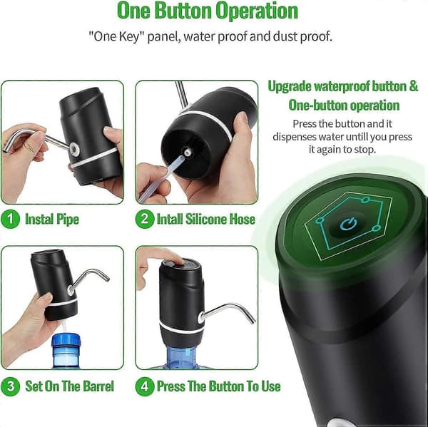 Elektrisk vattendispenser bärbar universal USB-laddningsbar vattenflaskpump för 2-5 gallon