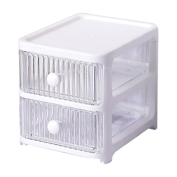 Desktop Storage Box with Drawers Multi-layer Transparent Multifunctional Stackable Desk Organizer for Home Bedroom Office 2 Layers