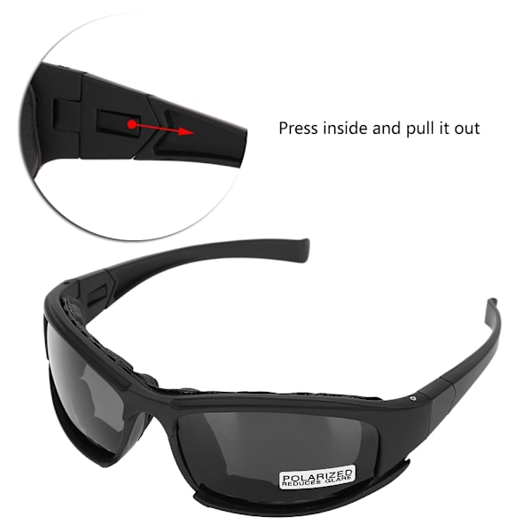 UV400 Military Goggles Polarisoivat Aurinkolasit 4 Linsit Pyöräilyyn Ulkoiluun Metsästykseen Ampumaan