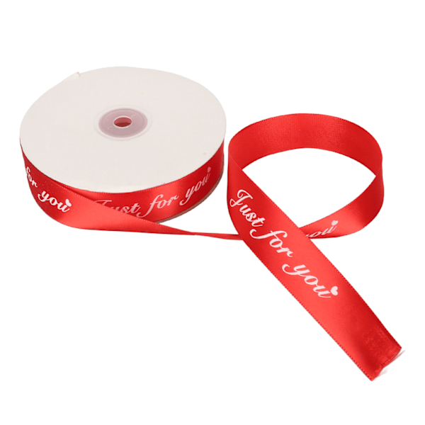 2,5 cm Bred Satinbandrulle 100 Yard Tryck \"Just for You\" Tygbandsrulle för Bröllop Födelsedag Presentinslagning Dekor