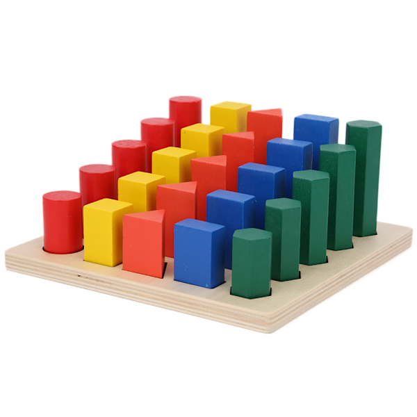 Trä baby geometriska byggstenar Färgglada baby block Game Pedagogisk leksak gåva