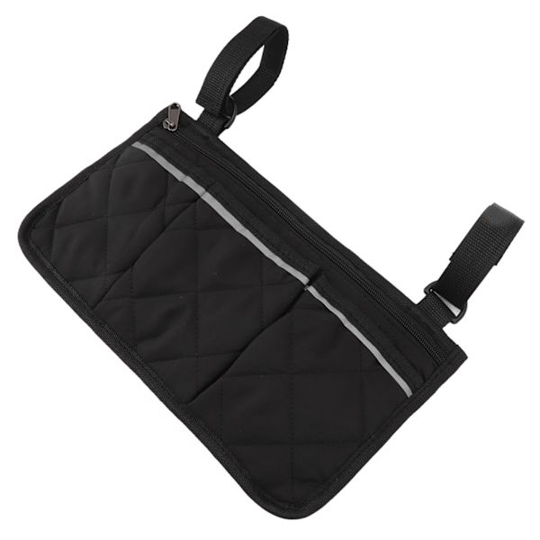 Rullestolspose Vandtæt Polyester Multi Pocket Design Rullestolssidelomme til Udendørs Mobilstol Sort