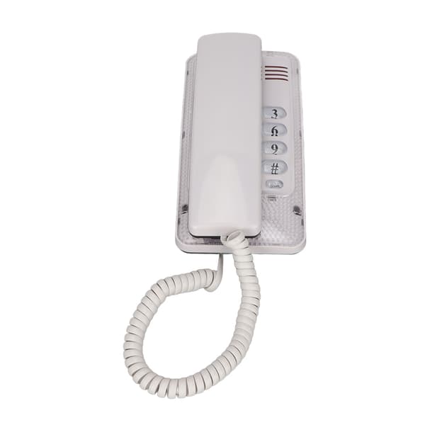 Väggmonterad sladdtelefon med återuppringning, blixt och mute - vit