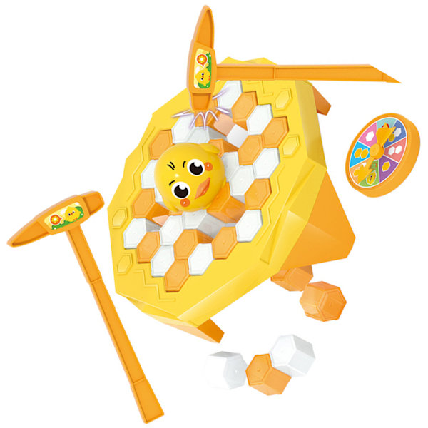 Baby Trap Break Ice Game Interaktiv djurfigur Ice Block Knock Breaking Game för småbarn för barn Gul