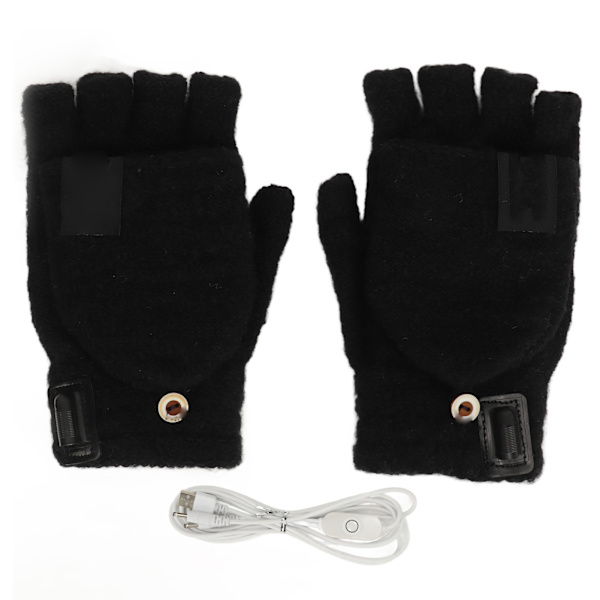 1 pari USB-lämmittimiä käsineitä säädettävällä lämpötilalla Sähköiset lämmittimiä käsineitä hiihtoon, vaellukseen ja pyöräilyyn 5V musta