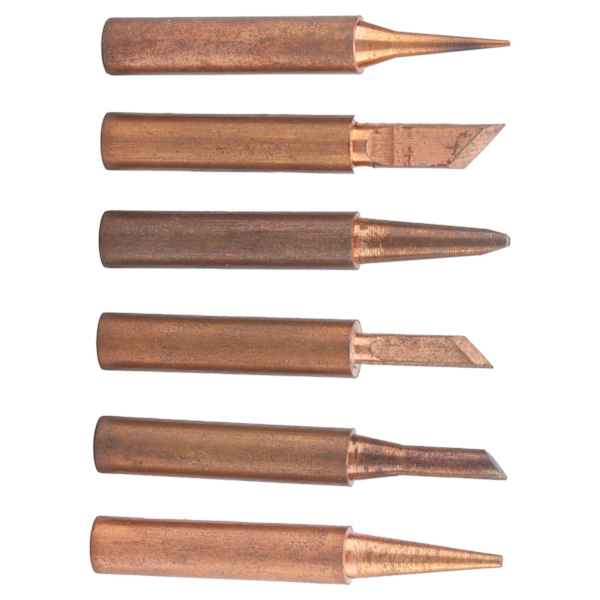6pcs Solder Tips Externally Heated Pure Copper Welding Head Replacement Soldering Station Tool