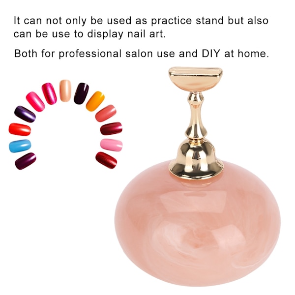 Manikyr Display Practice Stand Hylla Nail Art Tips Hållare Magnetic Golden Base Rosa