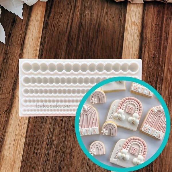 Perle | Perlekant Silikoneform – MultiStørrelse Perlestrimler Fondantform