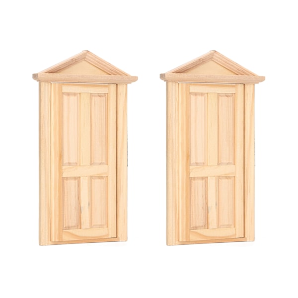 2 kpl Nukkekoti Miniatyyri Ovi 1:12 Skaala 1: 16 Skaala Huonekalut DIY Nukkekoti Mini Puuovi Jouluun