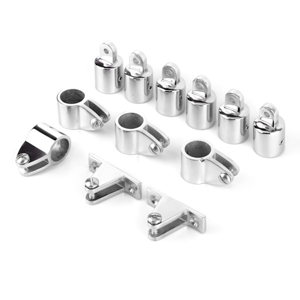 12-delarsats med 6 st. käk-glidskenor, 4 st. ögonändlock, 2 st. däckgångjärn, 3 st. båge, Bimini-toppbeslag, båttillbehör, 22 mm (7/8 tum)